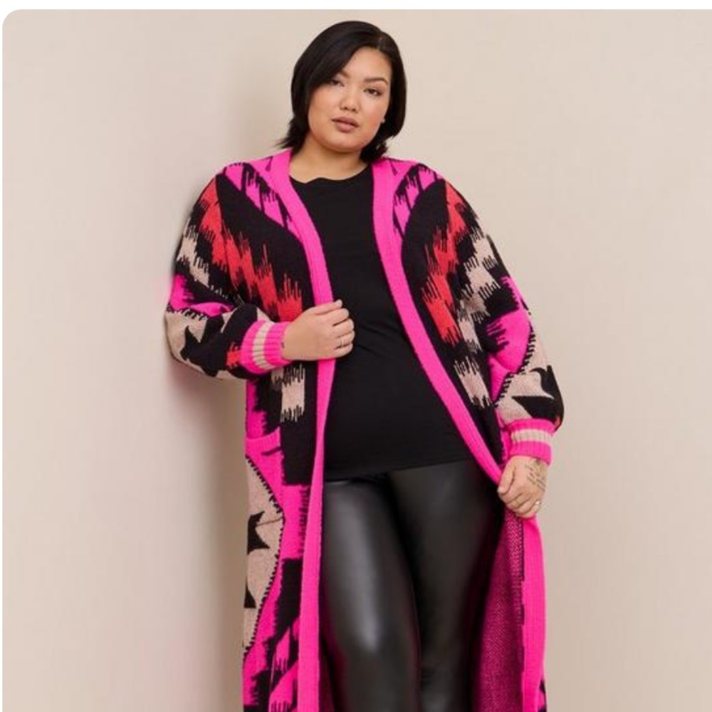 Vegan Cashmere Coatigan Balloon Sleeve Sweater